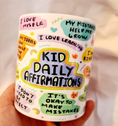 child positive affirmations mug